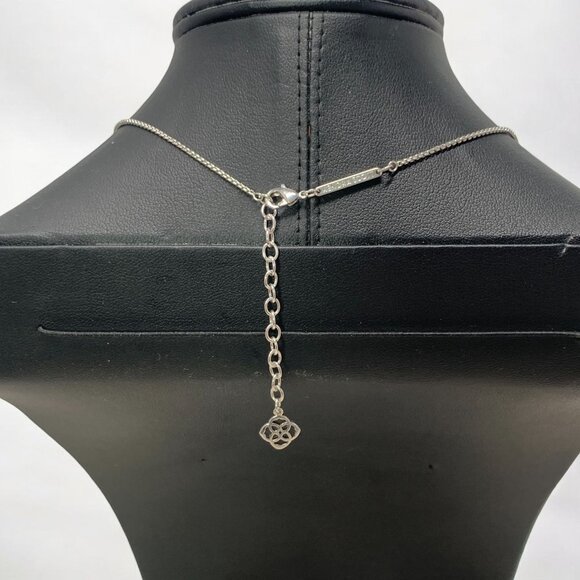 KENDRA SCOTT LEANOR Black Glass Bar Pendant Necklace Rhodium Plated 18"L + 2" - Picture 3 of 7